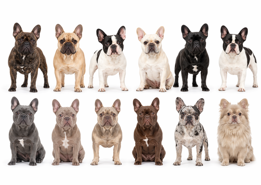 Frenchies all colours lined up