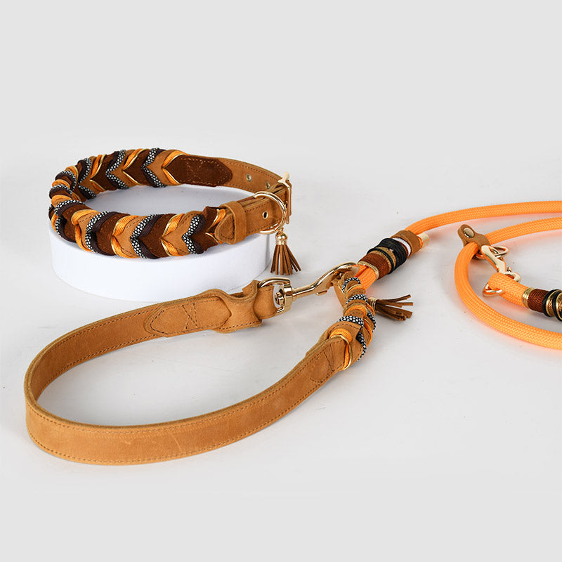 The Heritage Set — Hand-Braided Leather Collar & Lead