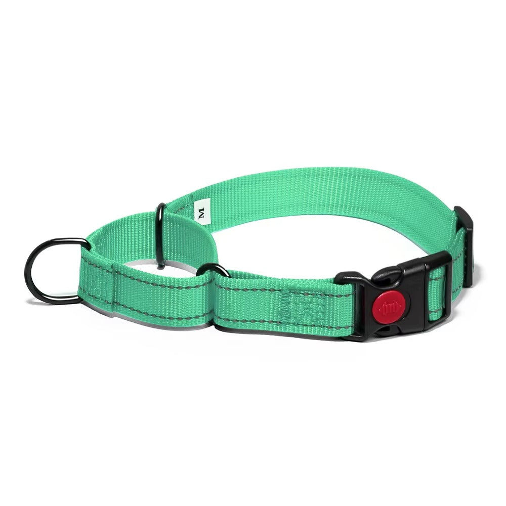 Martingale Lockable Dog Collar, No Escape Loop with Reflective Stitching