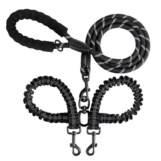 Dual-Handle Bungee Lead — One Lead for One Dog or Two