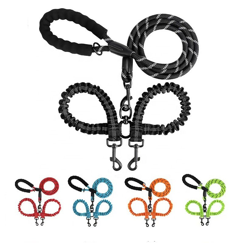 Dual-Handle Bungee Lead — One Lead for One Dog or Two